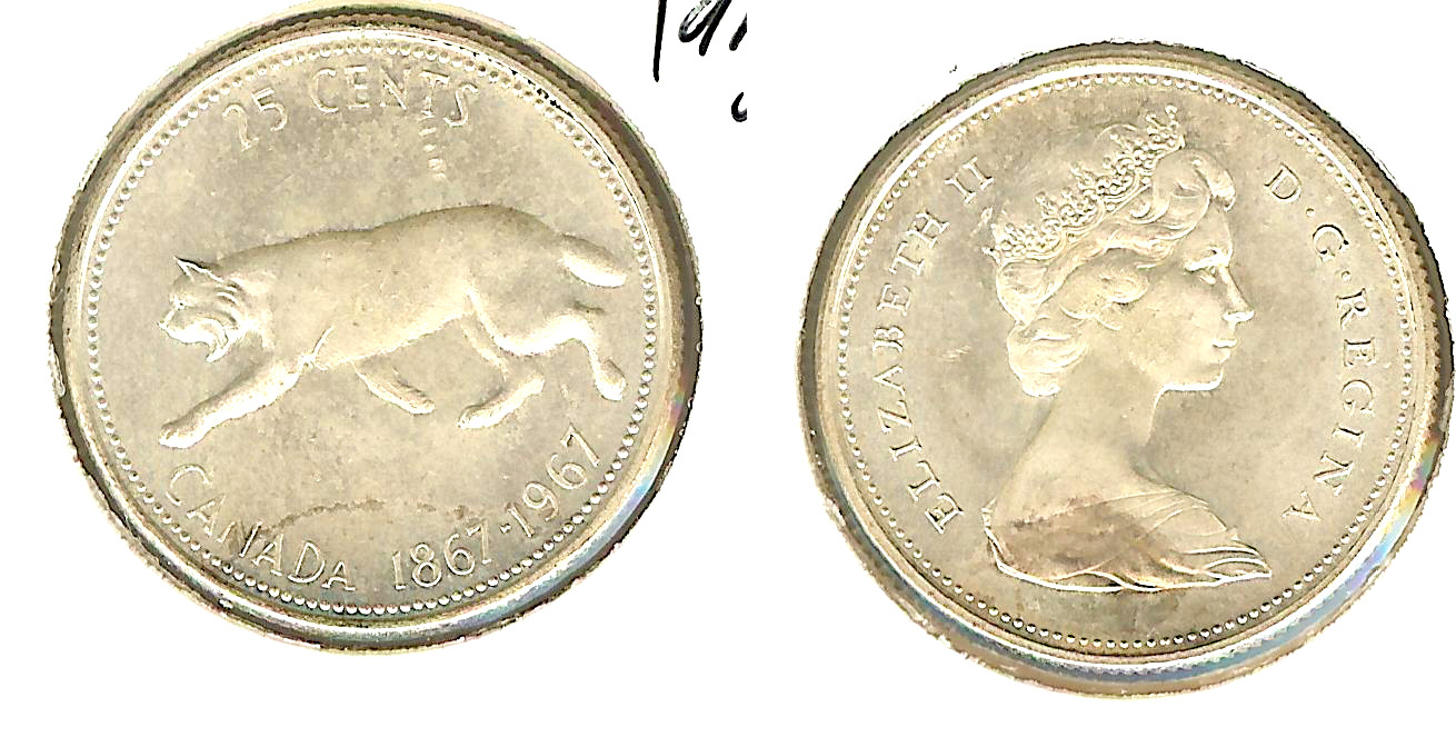 Canada 25 cents 1967 BU